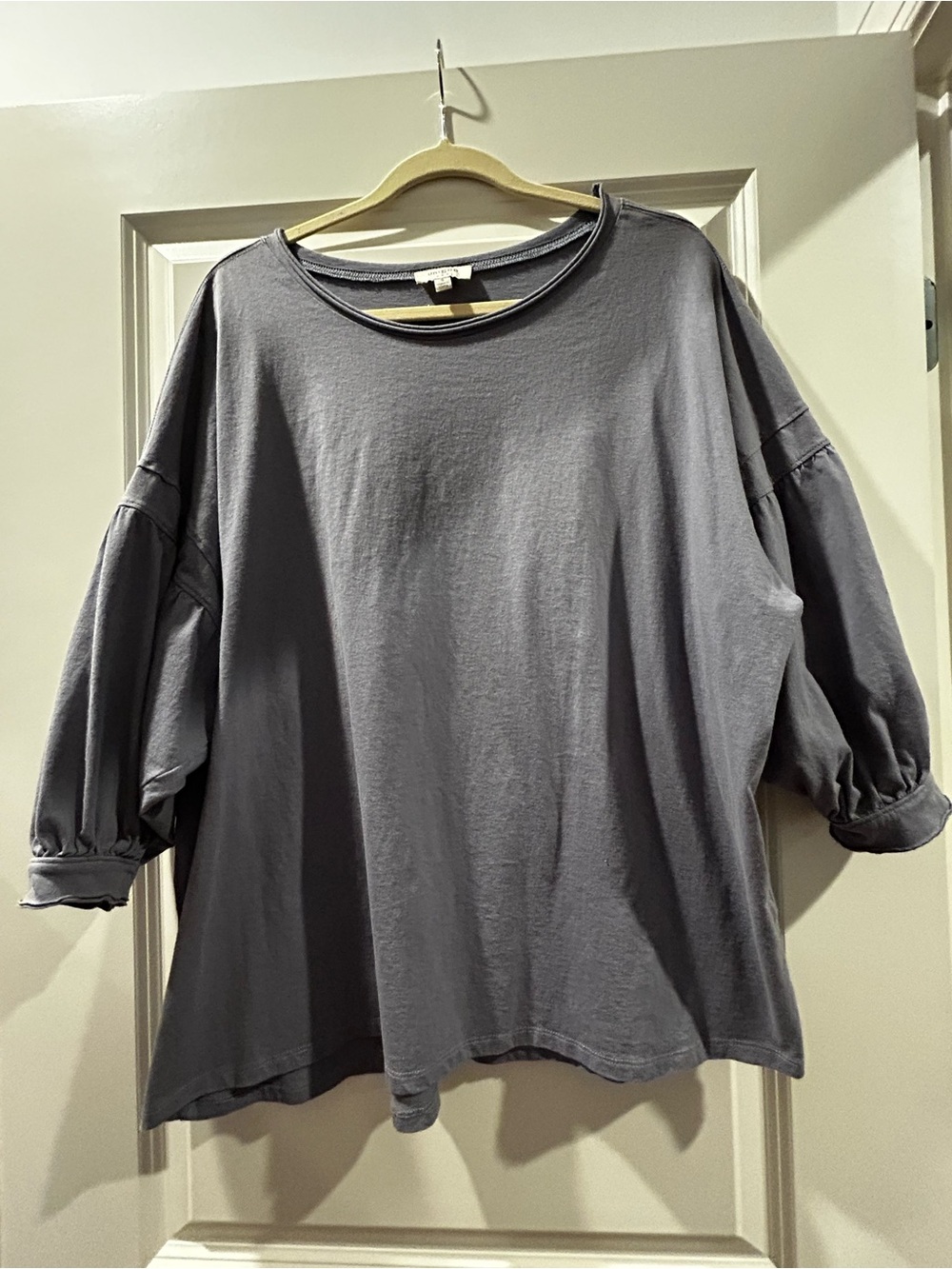 Women's Gray Balloon-Sleeve Relaxed Sweatshirt